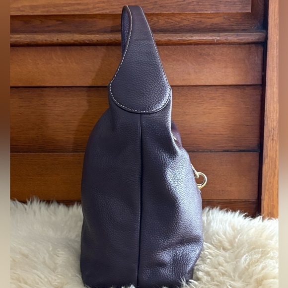 Dooney & Bourke Burgundy Pebble Leather Logo Lock Large Hobo Bag with COA - Picture 3 of 10